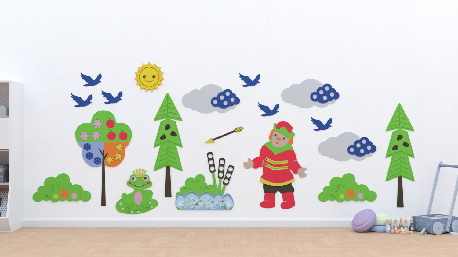 Развивающая настенная панель мобильная "Серия сказки: Царевна-лягушка", комплект