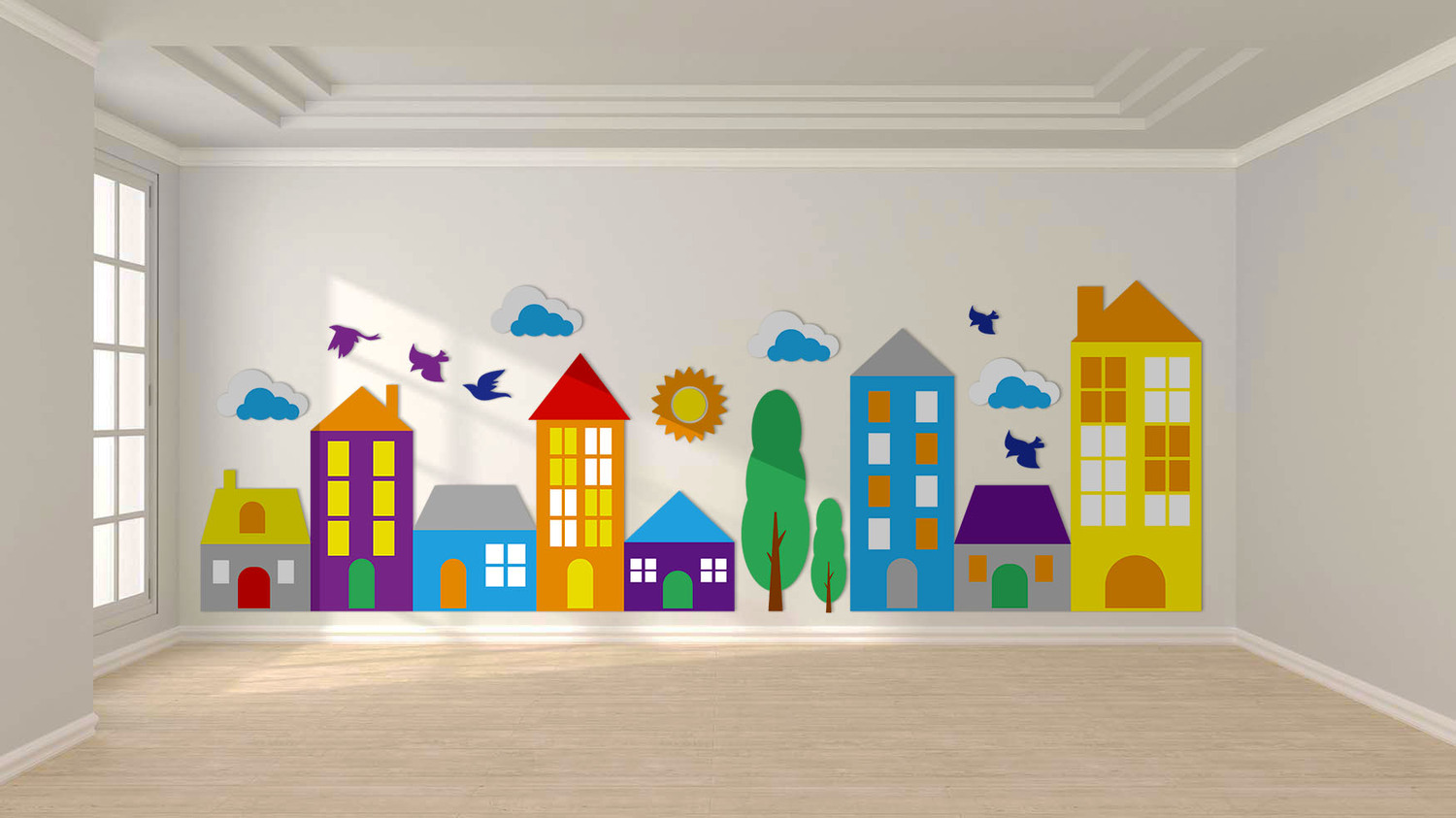 Развивающая настенно-напольная панель мобильная "Город", мягкий полимер